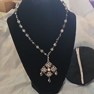 Glass, Aurora Borealis bead, fairy, whimsigoth, Necklace with center Pendant